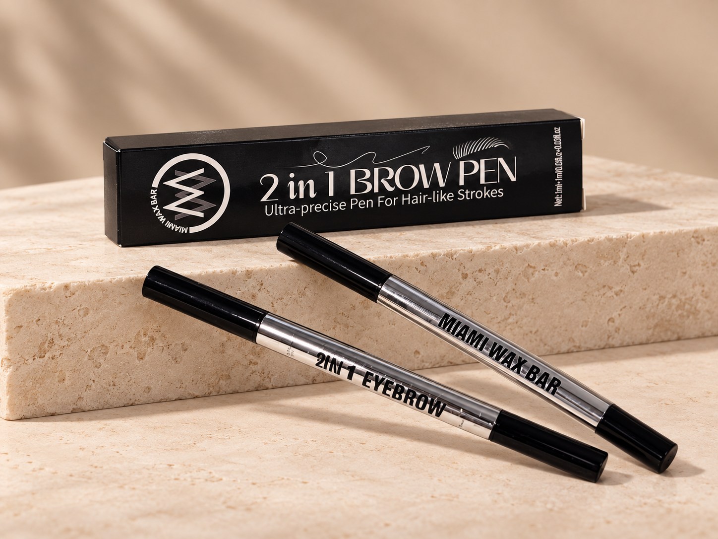 Miami Wax Bar 2-in-1 Brow Pen with its packaging